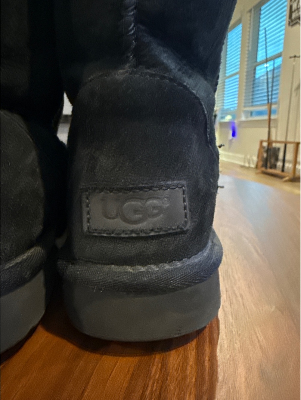 UGG Classic Short Black Suede Shearling Boots